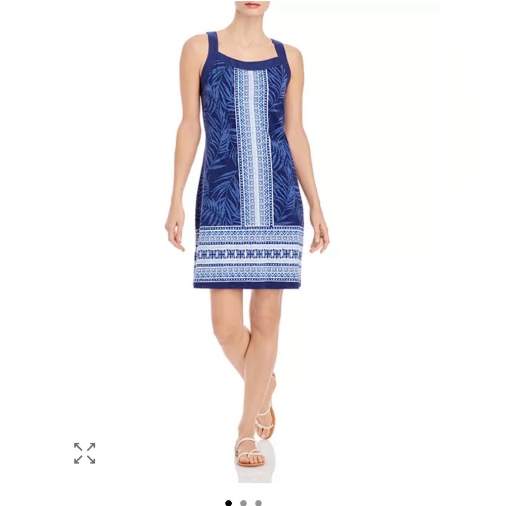 Tommy Bahama Kona Floral Stripe dress in the color Island Navy